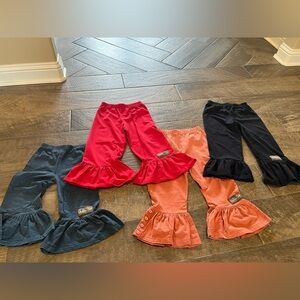 Matilda Jane 4 pair Sz 6 Ruffle Bottoms - Black, Red, Heather Navy, Burnt Orange